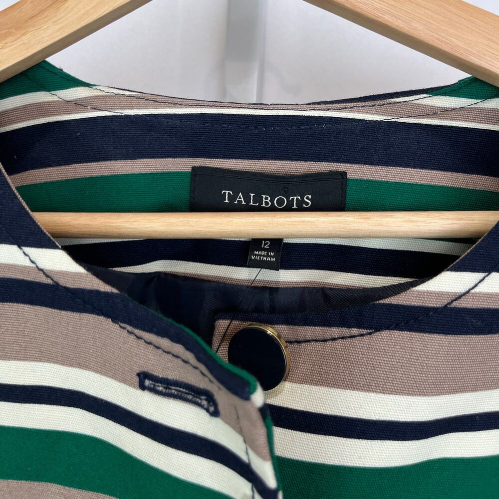Nwt Talbots Striped Button Up Jacket - Size 12 - image 3